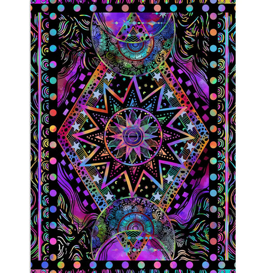 Blacklight Sun and Moon Tapestry Glow in The Dark Neon Hippie Bohemian Tapestries for Bedroom Aesthetic UV Reactive Purple Celestial Tie Dye Tapestry Wall Hanging for Living Room Dorm (40 × 30)